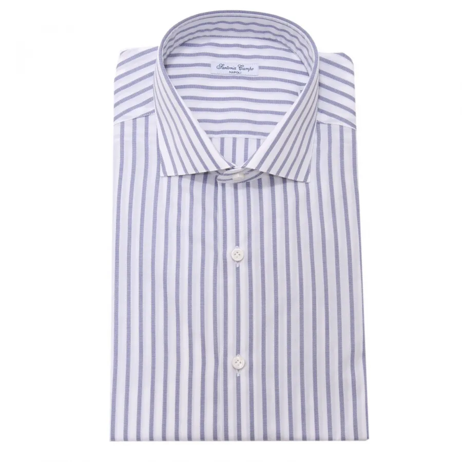 0713AE camicia uomo SARTORIA CAMPO white/blue striped cotton shirt man