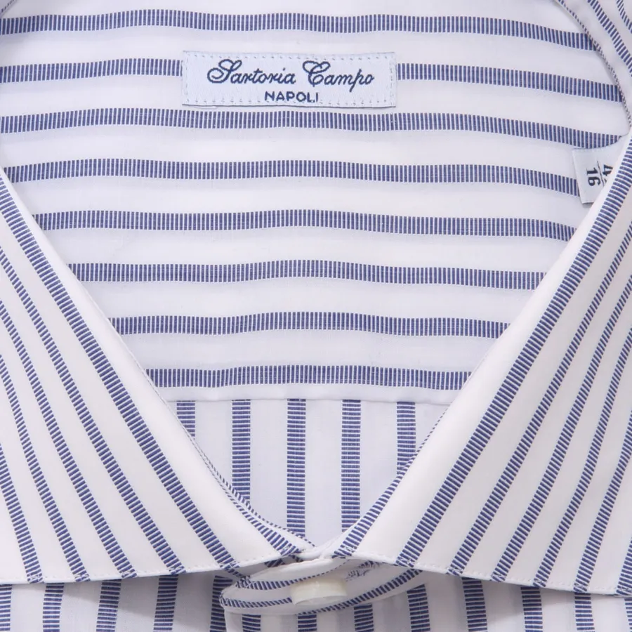 0713AE camicia uomo SARTORIA CAMPO white/blue striped cotton shirt man