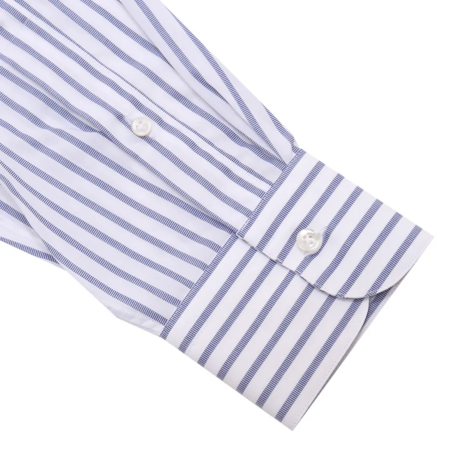 0713AE camicia uomo SARTORIA CAMPO white/blue striped cotton shirt man