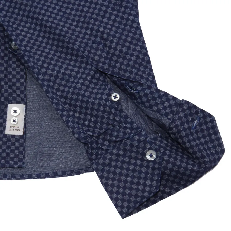 1174AB camicia uomo AT.P.CO NO LABEL blue cotton garment dyed shirt man