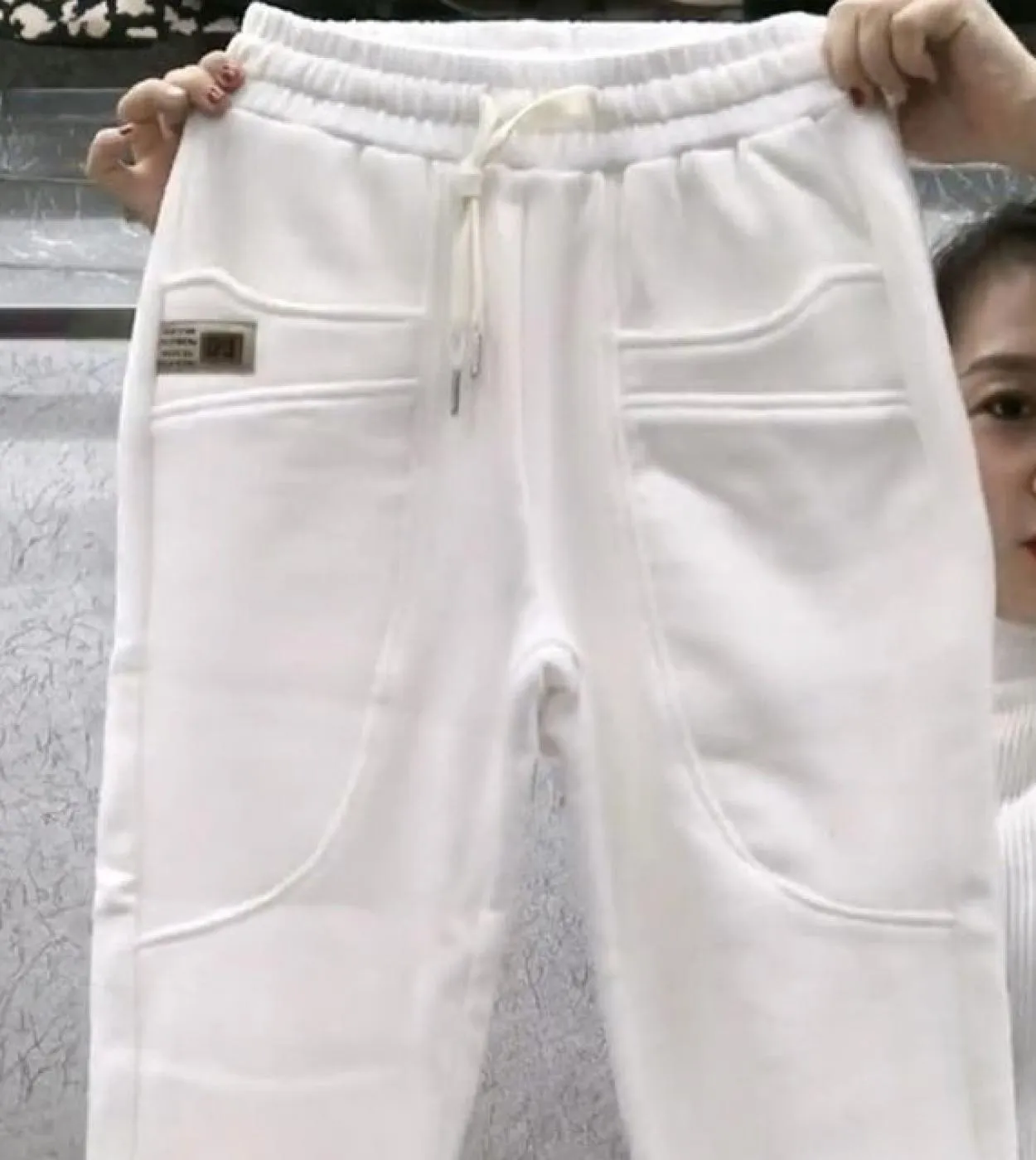 2022 Primavera Autunno Nuove Donne di Modo Elastico In Vita Pantaloni Larghi Doppia Tasca di Cotone Casual Pantaloni Harem Panta