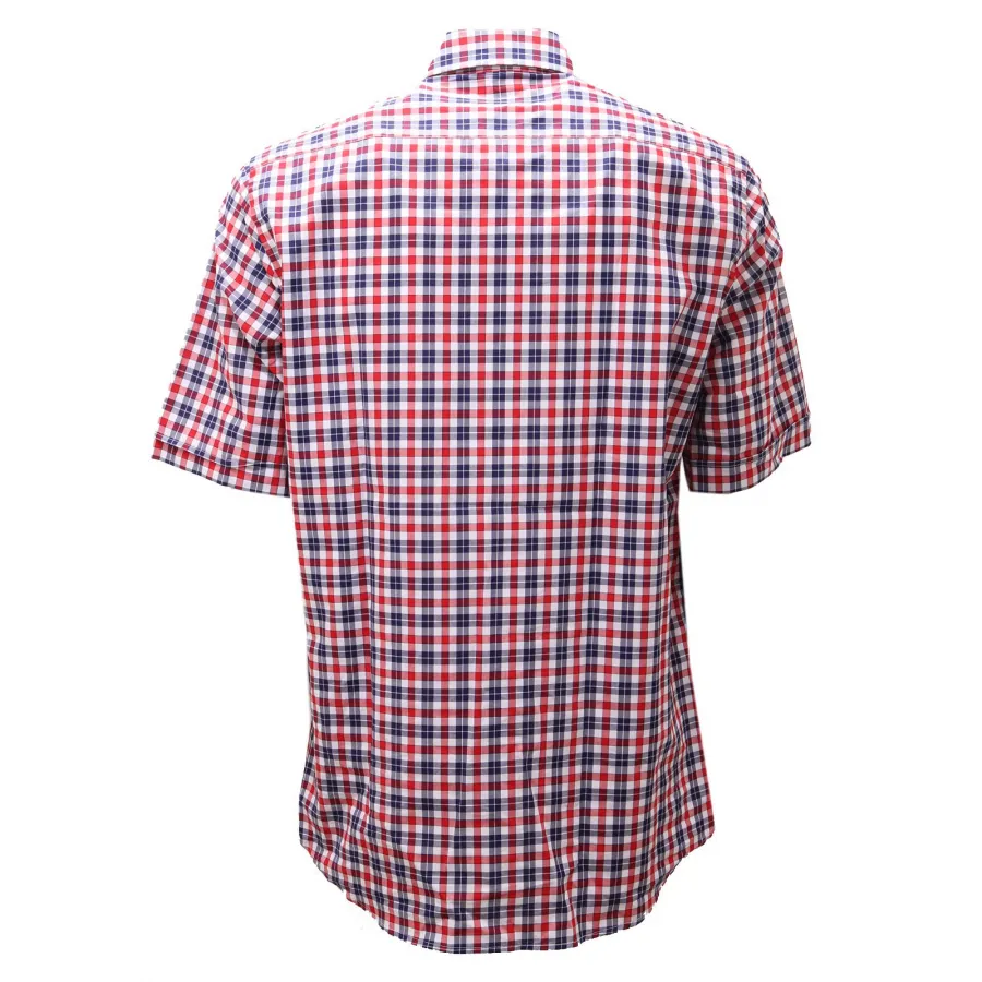 2758AE camicia uomo PAUL & SHARK blue/red cotton short sleeve shirt men