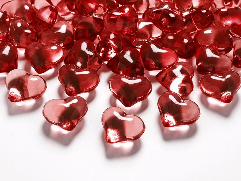 30 cuori cristallo rosso 2 cm
