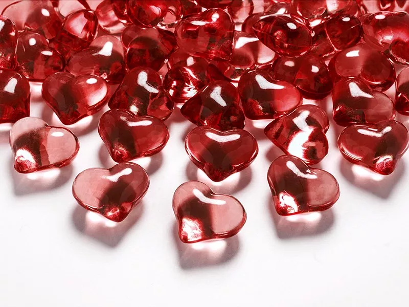 30 cuori cristallo rosso 2 cm