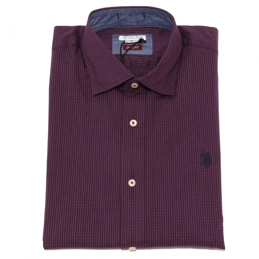 3676K camicia uomo U.S. POLO ASSN. SLIM FIT purple shirt cotton man