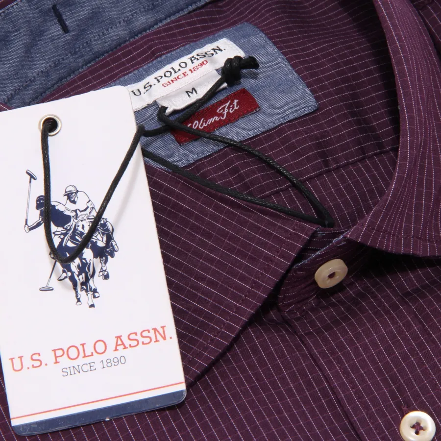 3676K camicia uomo U.S. POLO ASSN. SLIM FIT purple shirt cotton man