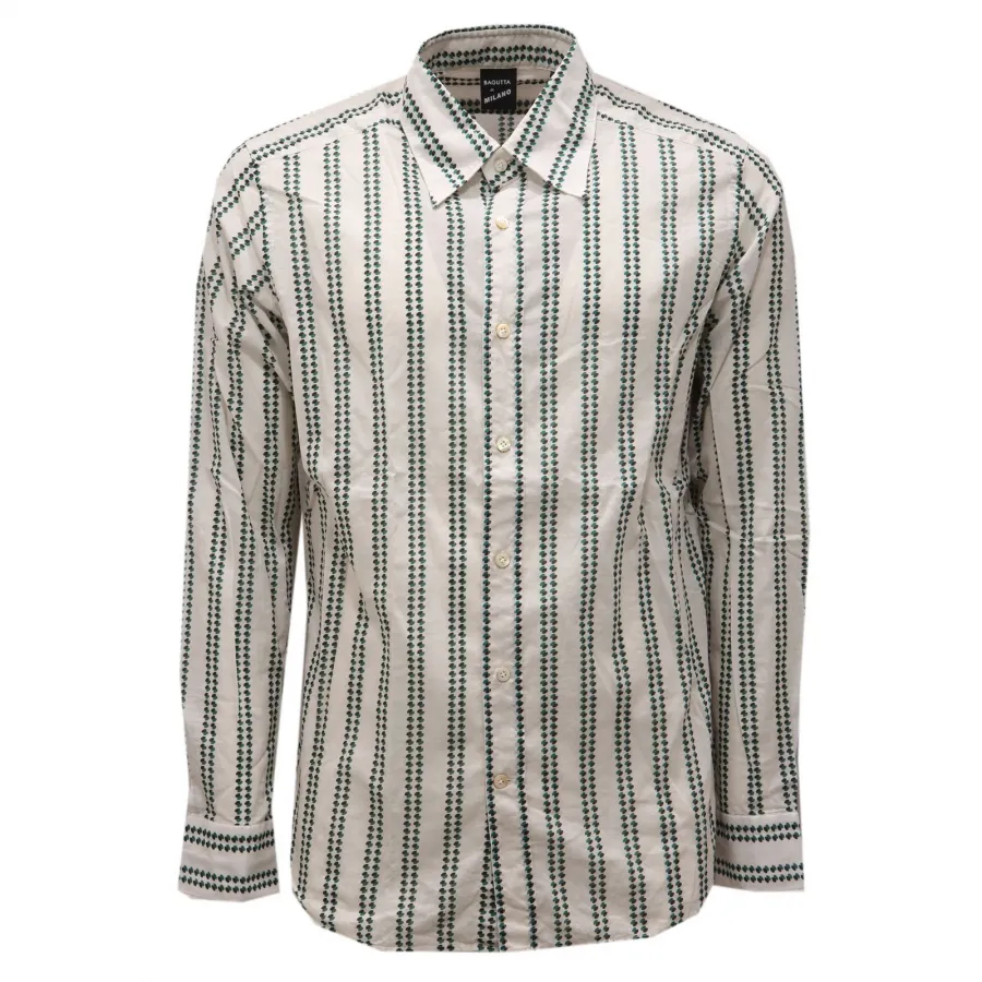 6842AF camicia uomo BAGUTTA MILANO off white/green/black cotton SLIM shirt man