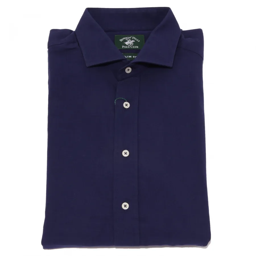 7650K camicia uomo BEVERLY HILLS POLO CLUB blue shirt cotton man