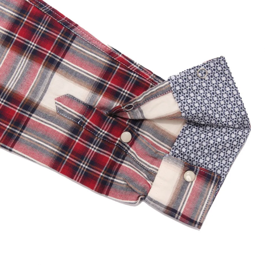 9634AE camicia uomo FRED MELLO red/white/blue check cotton flannel shirt