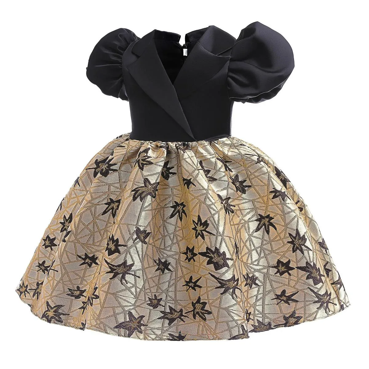 Abito elegante per bambini 2023 nuove ragazze con collo a polo manica a palloncino festa di compleanno abito da principessa abbi