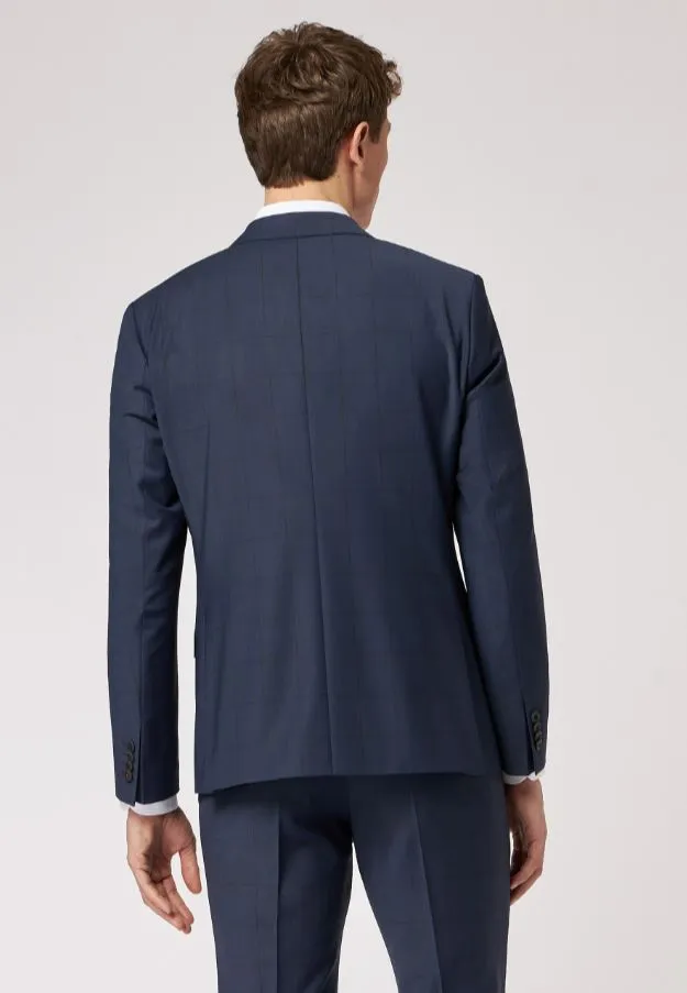Abito slim fit roy robson blu a quadri lana stretch