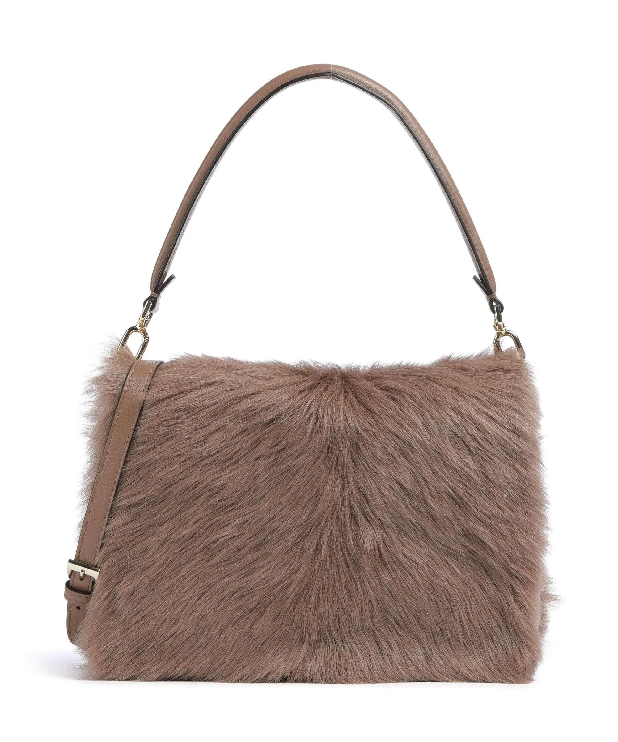  Abro Shearling Astor Borsa a spalla pelliccia, pelle a grana fine marrone chiaro  