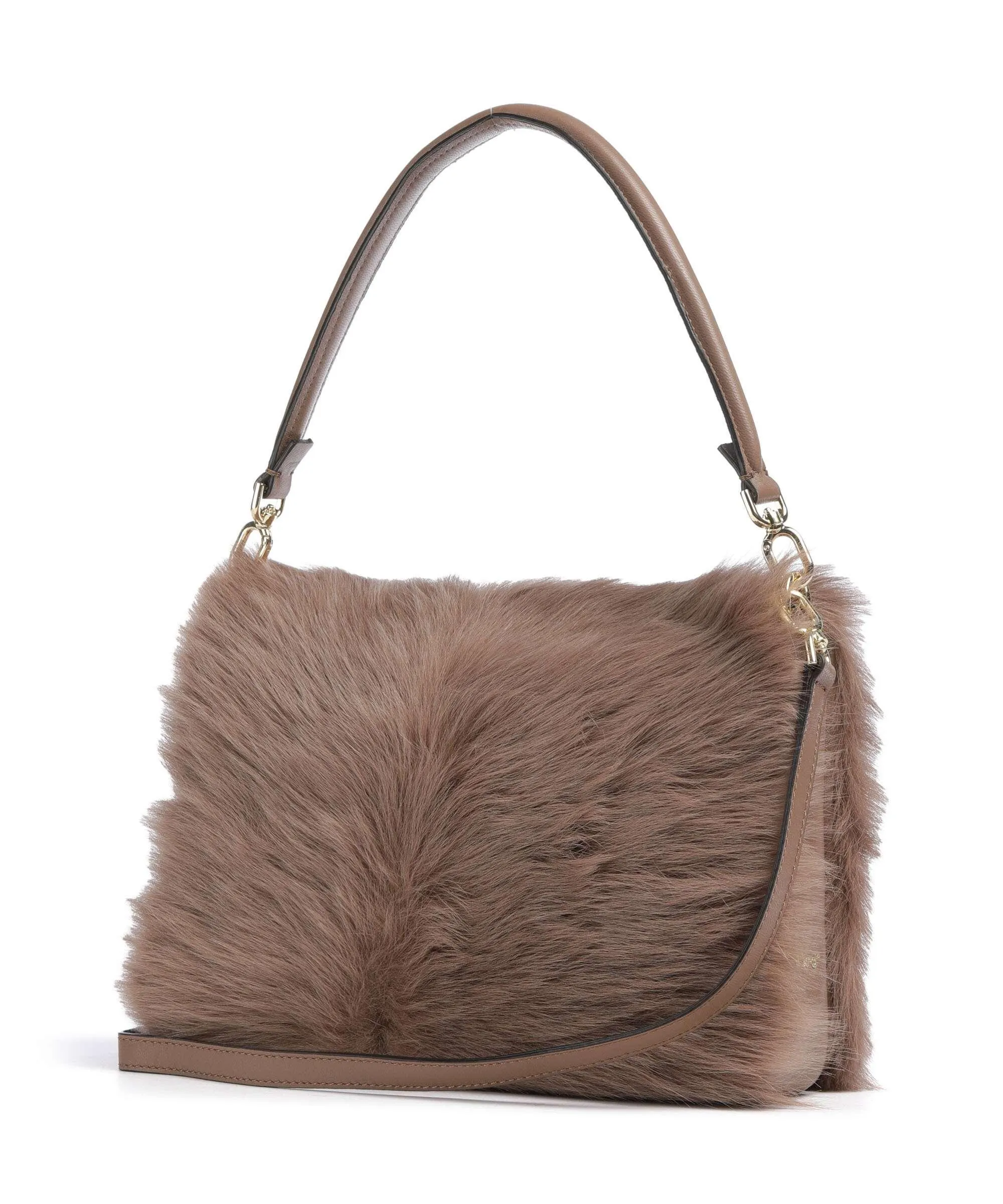  Abro Shearling Astor Borsa a spalla pelliccia, pelle a grana fine marrone chiaro  