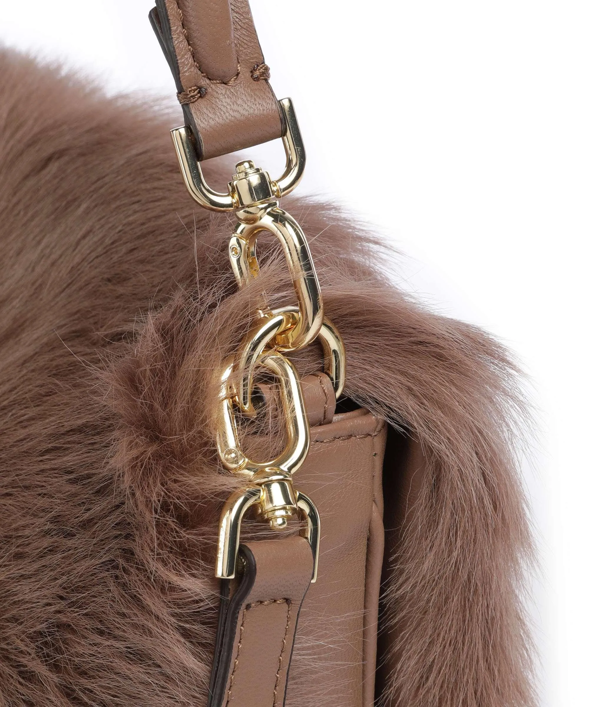 Abro Shearling Astor Borsa a spalla pelliccia, pelle a grana fine marrone chiaro  
