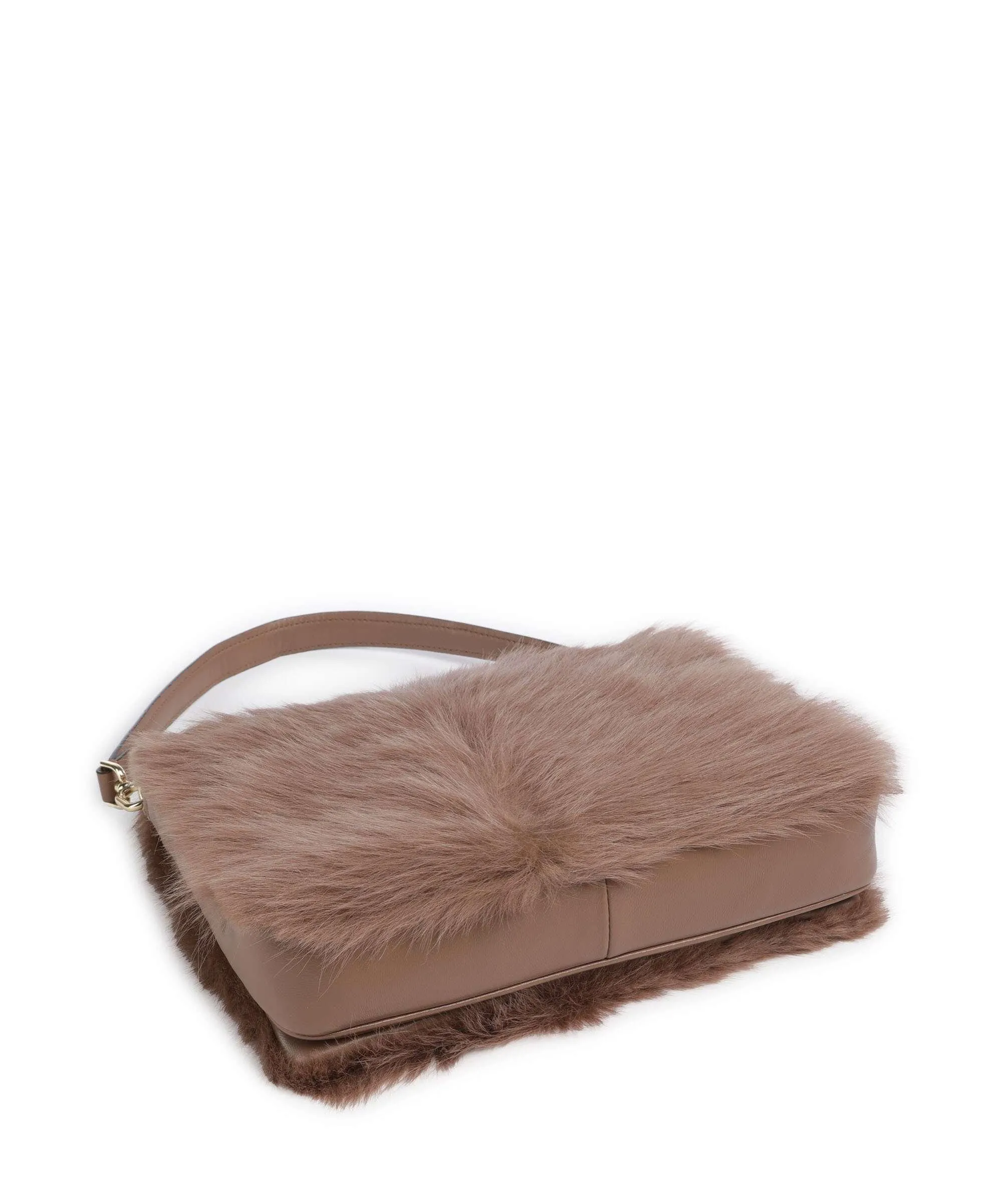  Abro Shearling Astor Borsa a spalla pelliccia, pelle a grana fine marrone chiaro  