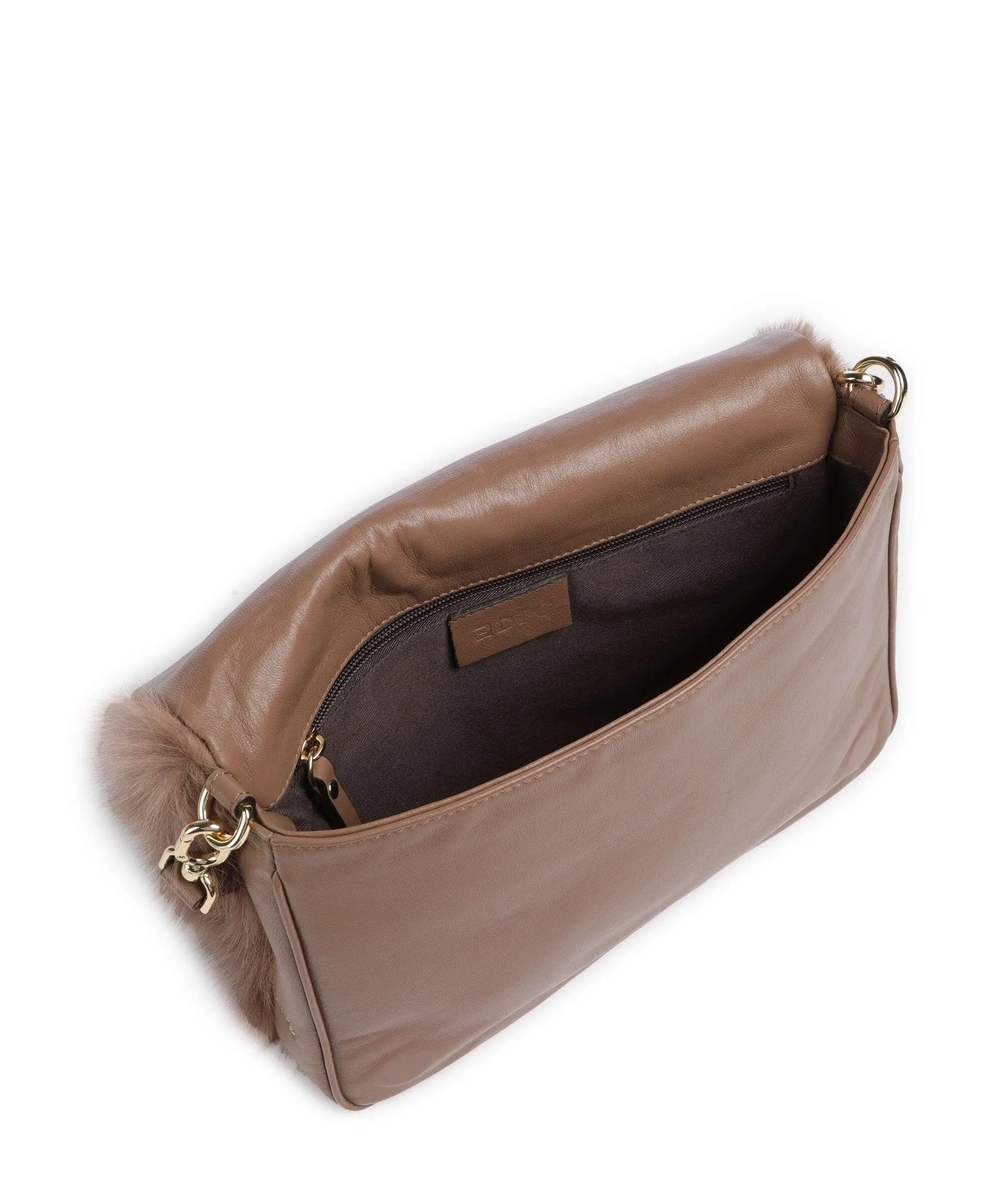  Abro Shearling Astor Borsa a spalla pelliccia, pelle a grana fine marrone chiaro  