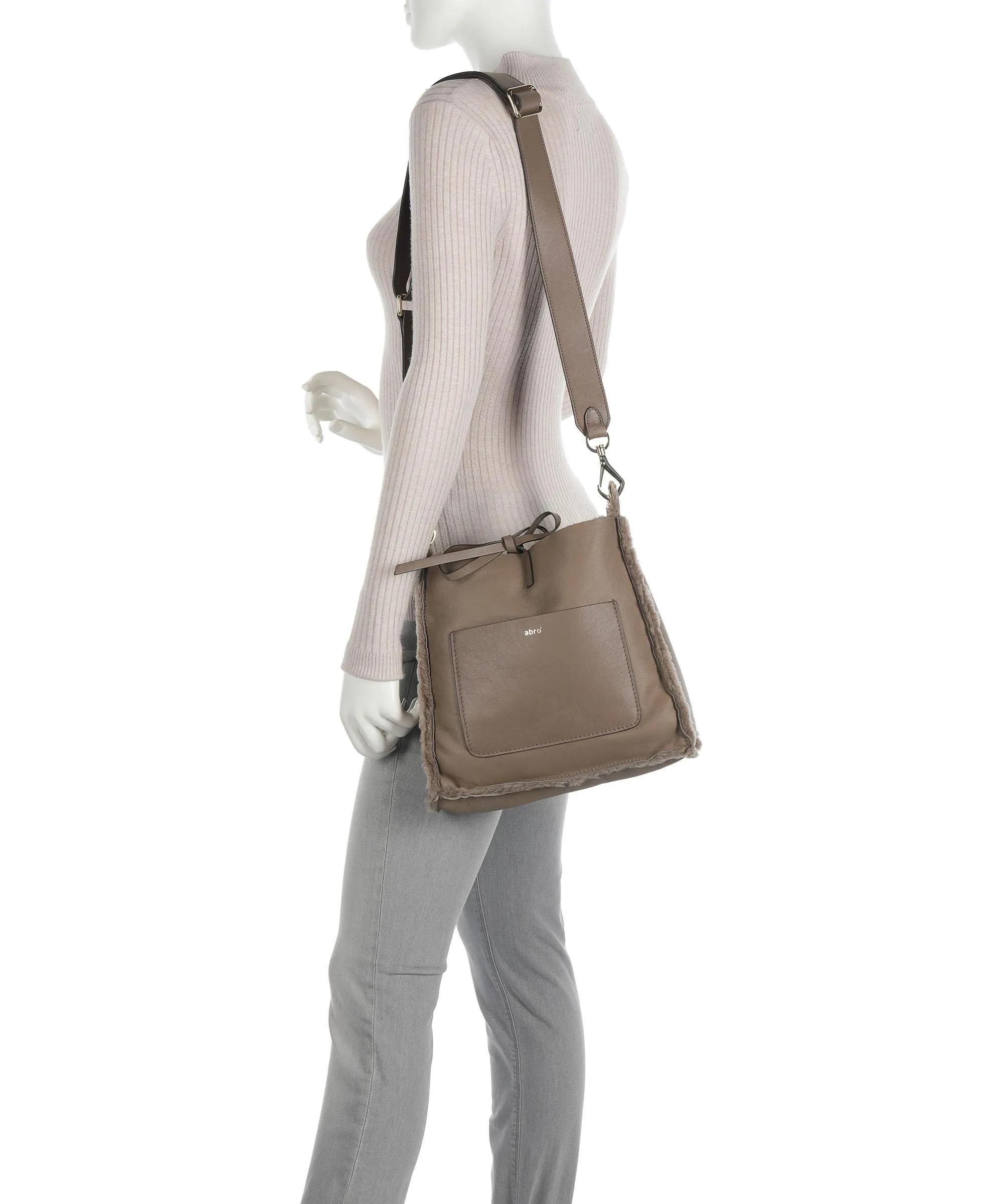  Abro Shearling Raquel Borsa a tracolla pelliccia, pelle a grana fine taupe  