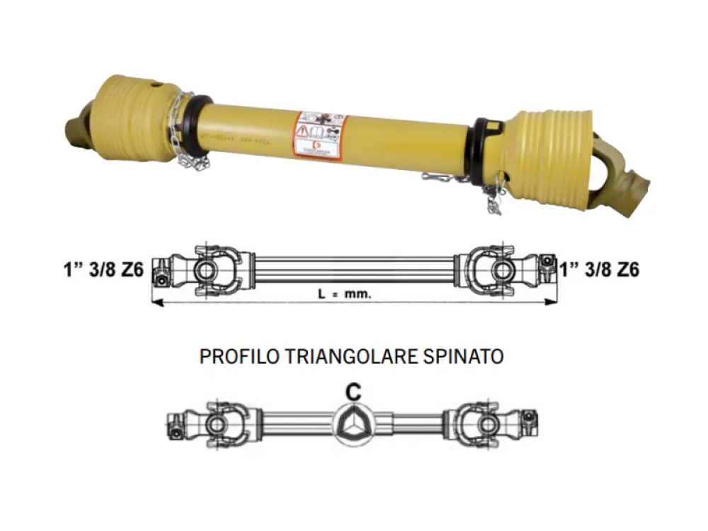 Albero cardanico categoria 2 eurocardan profilo triangolare spinato Eurocardan