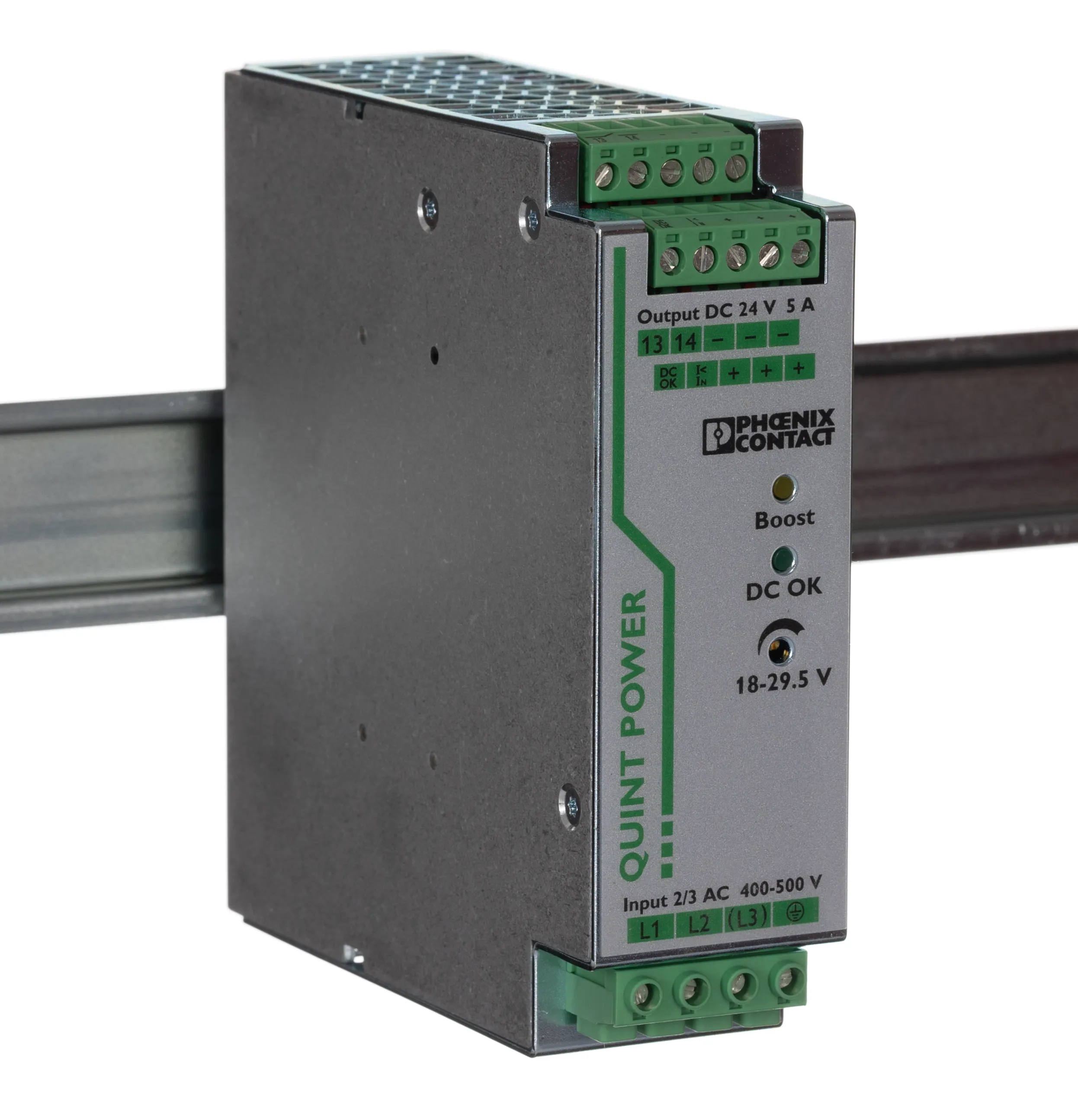 Alimentatore a montaggio su guida DIN Phoenix Contact, 24V cc, 5A, 400V ca, 120W