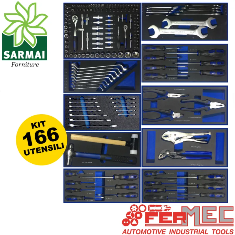 Allestimento carrello automotive assortimento utensili manuali FERMEC