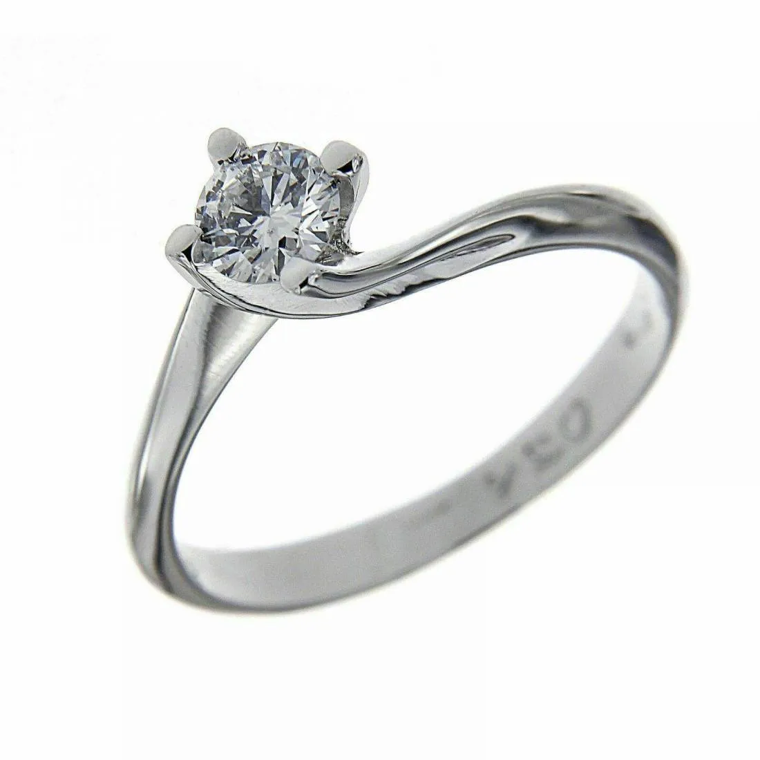 ANELLO SOLITARIO VALENTINO DIAMANTE TAGLIO BRILLANTE G VS ORO BIANCO 18 KARATI
