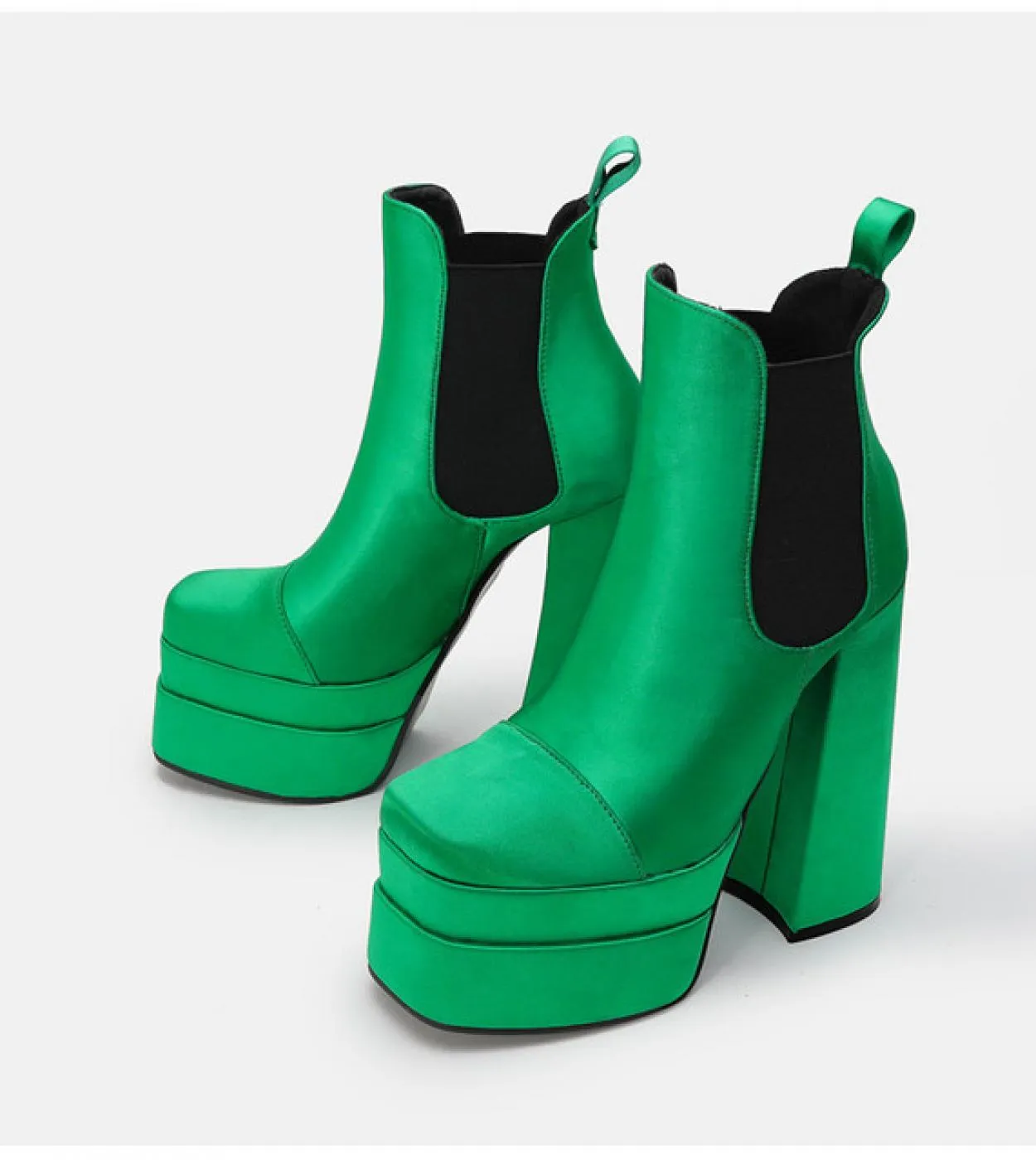 Autunno Inverno Patchwork Slipon elastico Donna Stivaletti Piattaforma moda Zeppe Tacchi alti Stivali Chelsea Chunky S