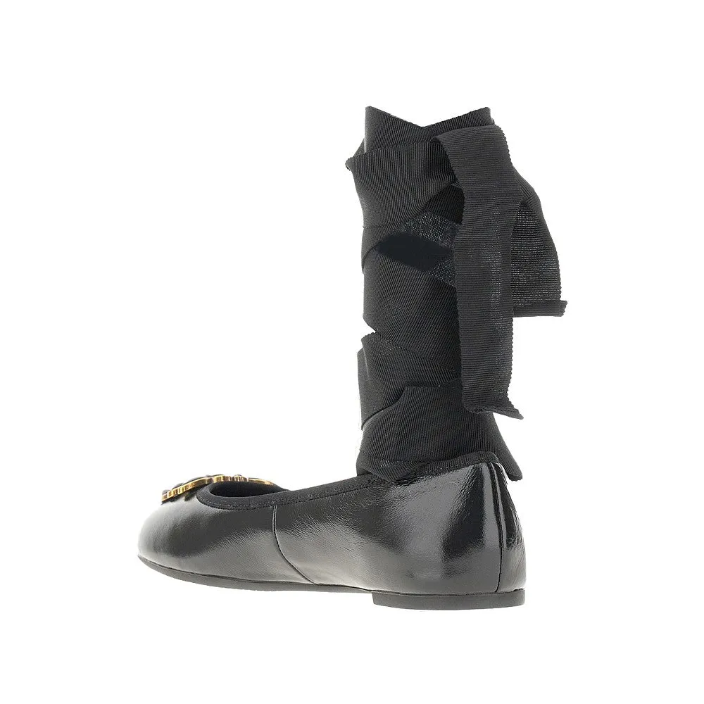 Ballerine in nappa con nastri removibili