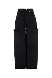 Black denim wide-leg jeans    