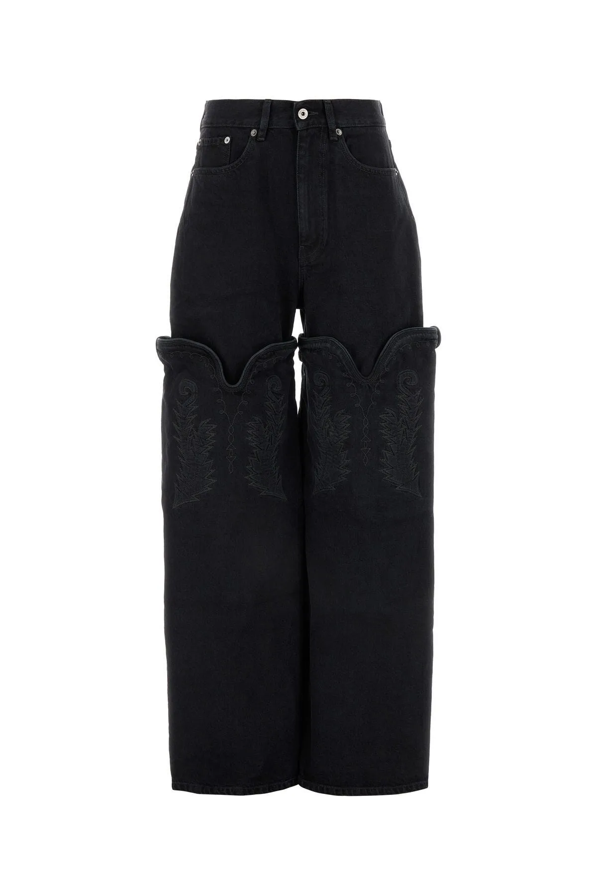 Black denim wide-leg jeans    