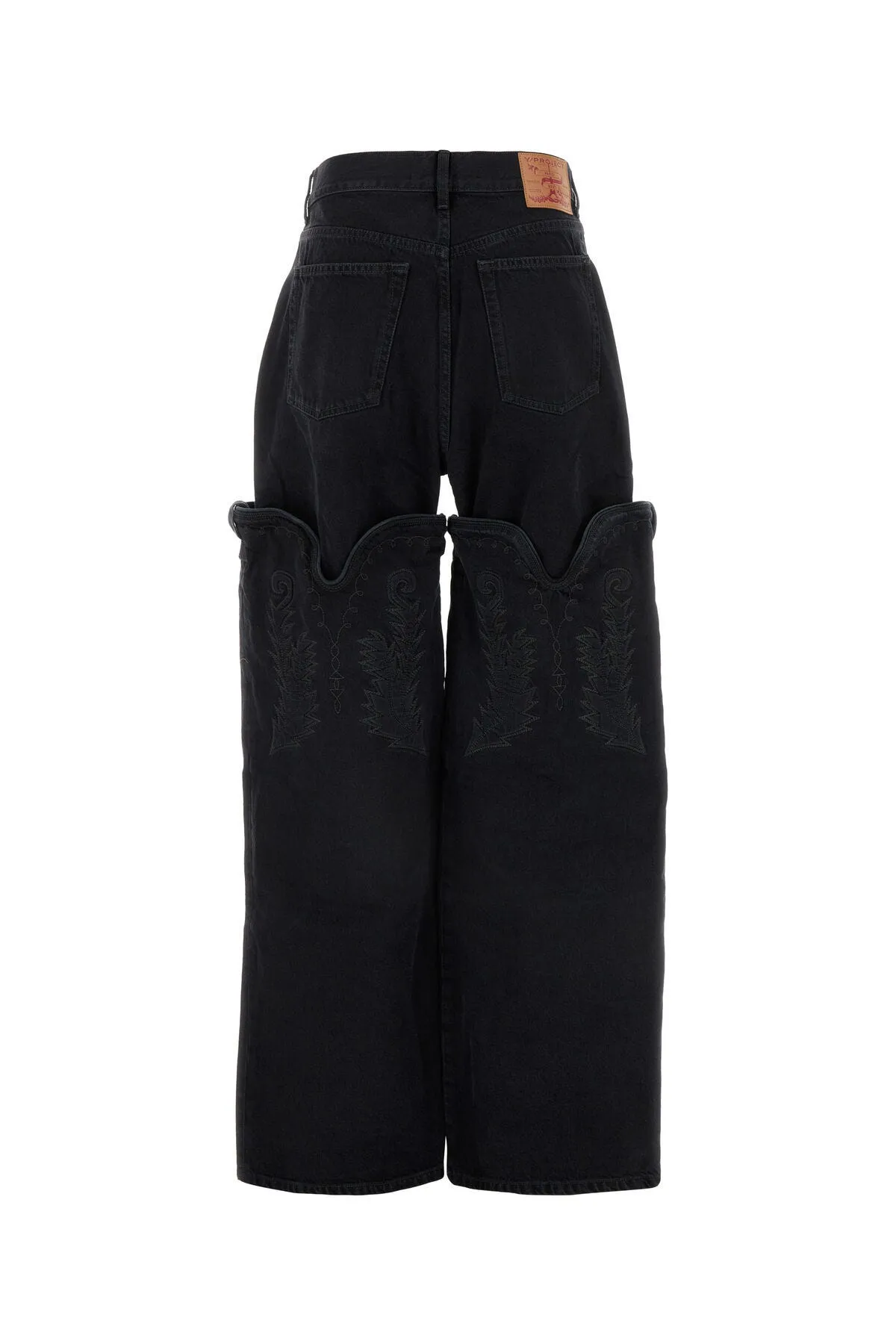 Black denim wide-leg jeans    