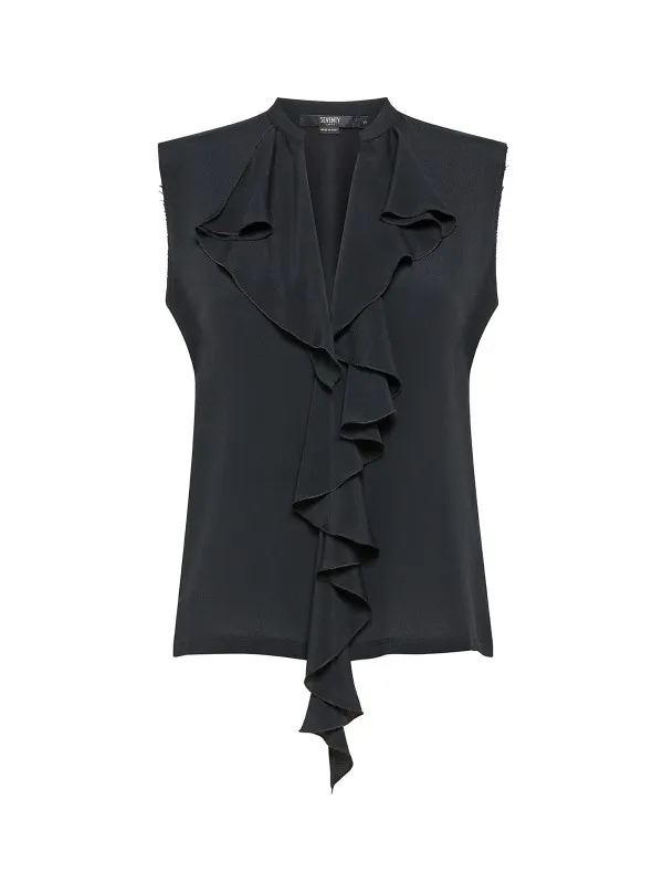 Black sleeveless blouse
