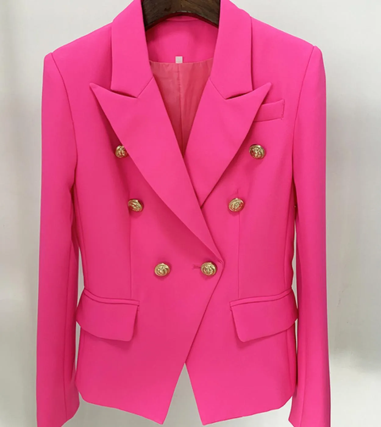 Blazer di design elegante di alta qualità Blazer da donna classico doppio petto con bottoni a forma di leone Giacca da blazer ad