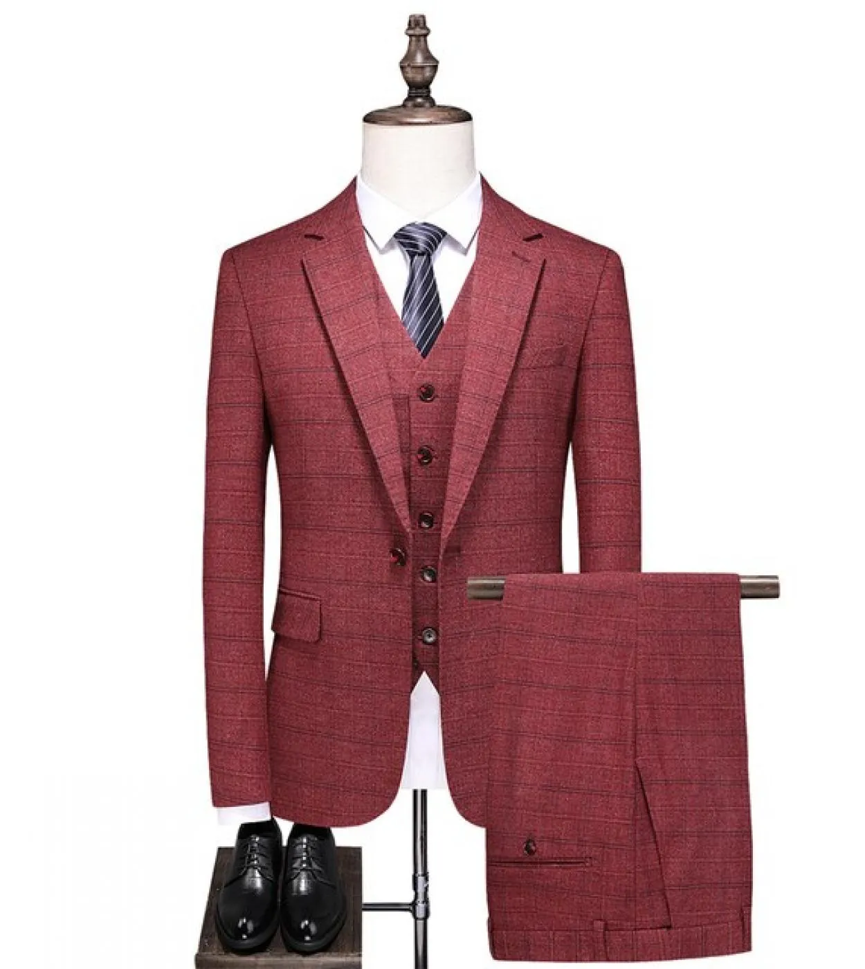 Blazer  gilet  pantaloni Abito stile britannico 3pce Abiti da lavoro scozzesi casual da uomo Abiti da sposo Abito da sposa A