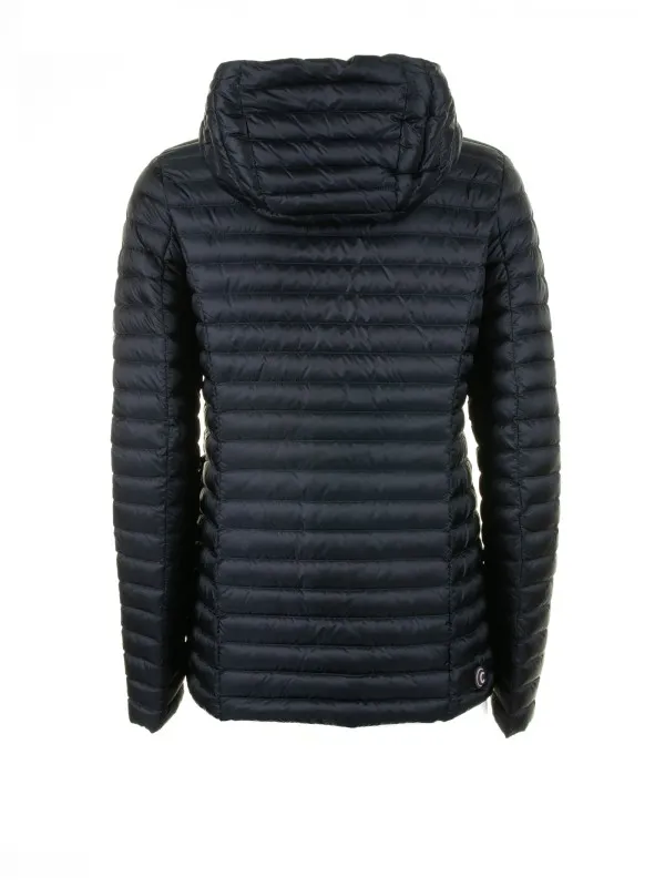 Blue down jacket with hood