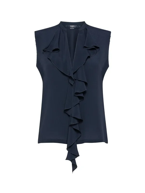 Blue sleeveless blouse