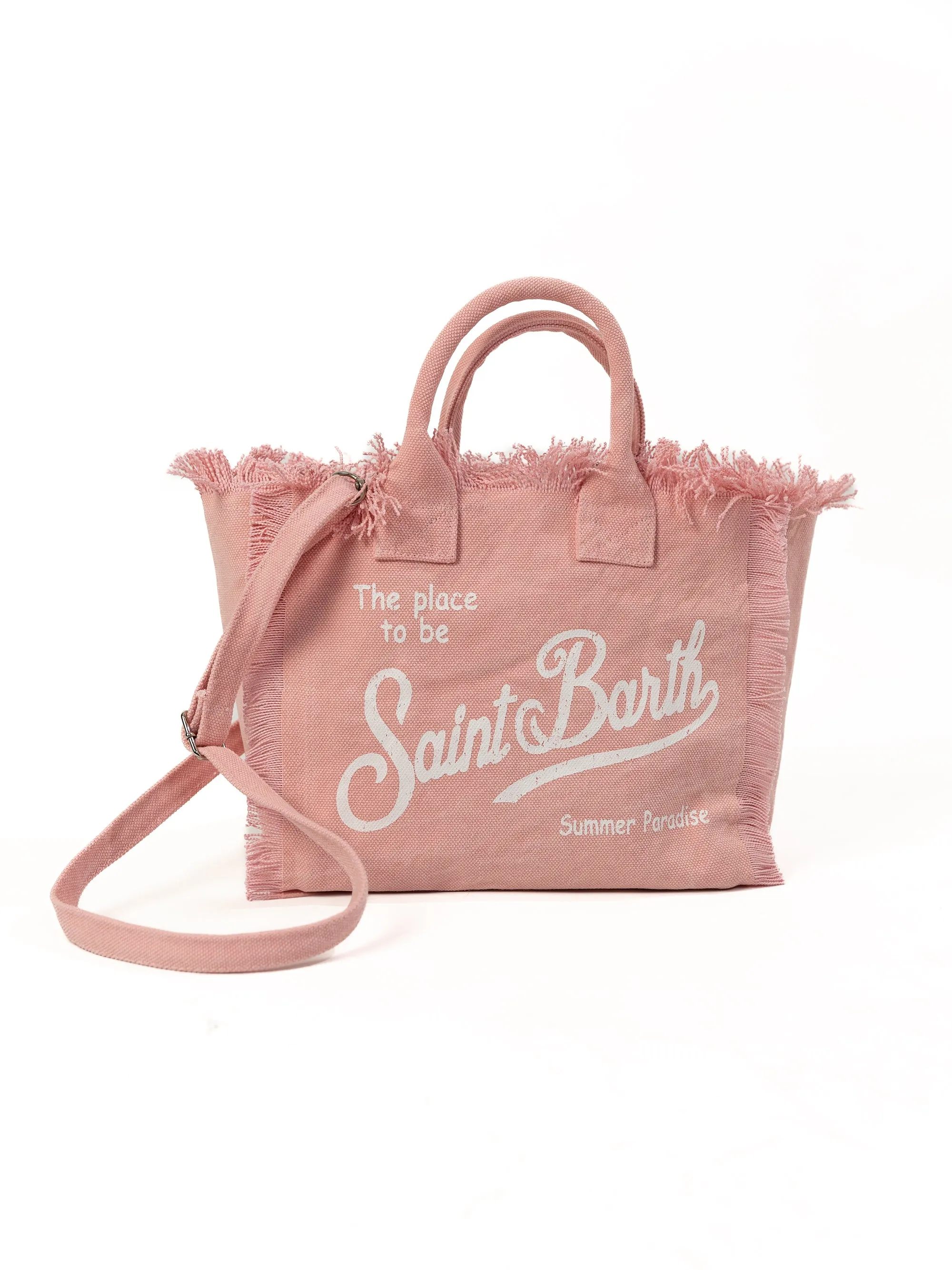 Borsa a Mano con Tracolla in Canvas Rosa