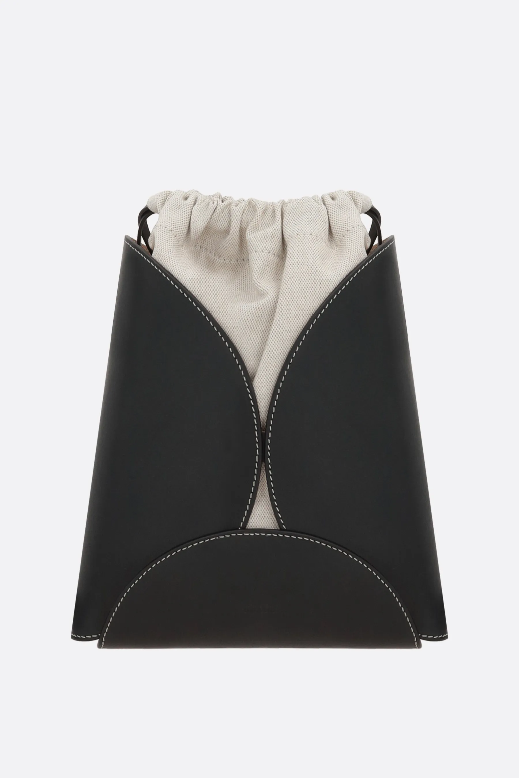  borsa a secchiello Curve small in pelle liscia e canvas  