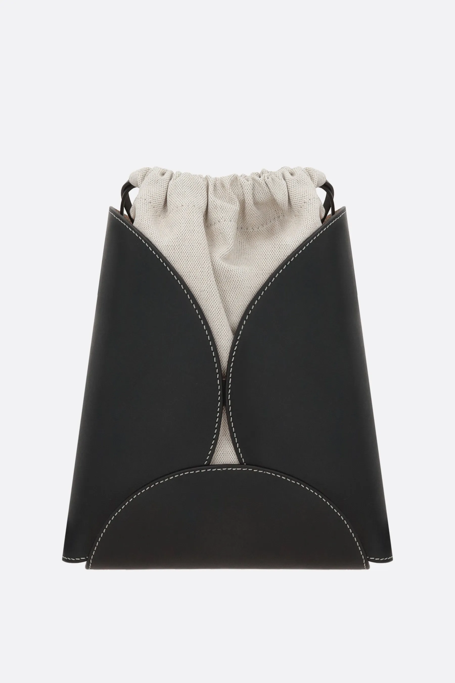  borsa a secchiello Curve small in pelle liscia e canvas  