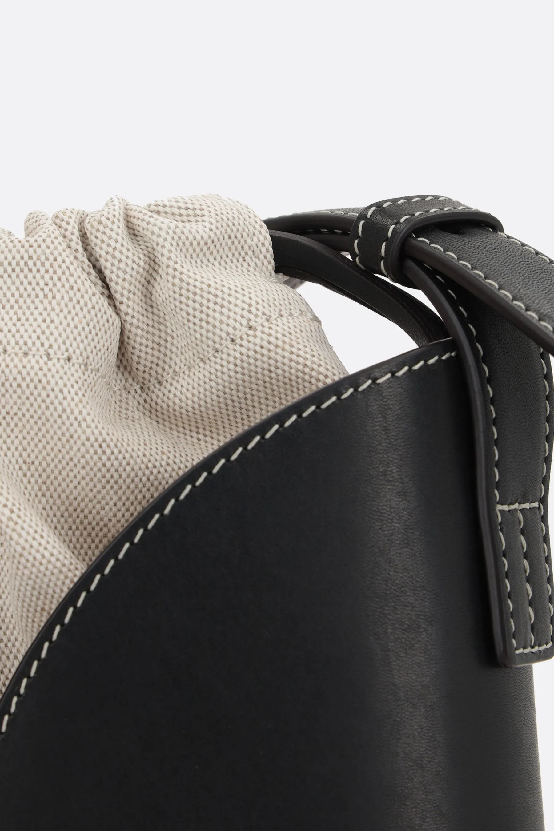 borsa a secchiello Curve small in pelle liscia e canvas  