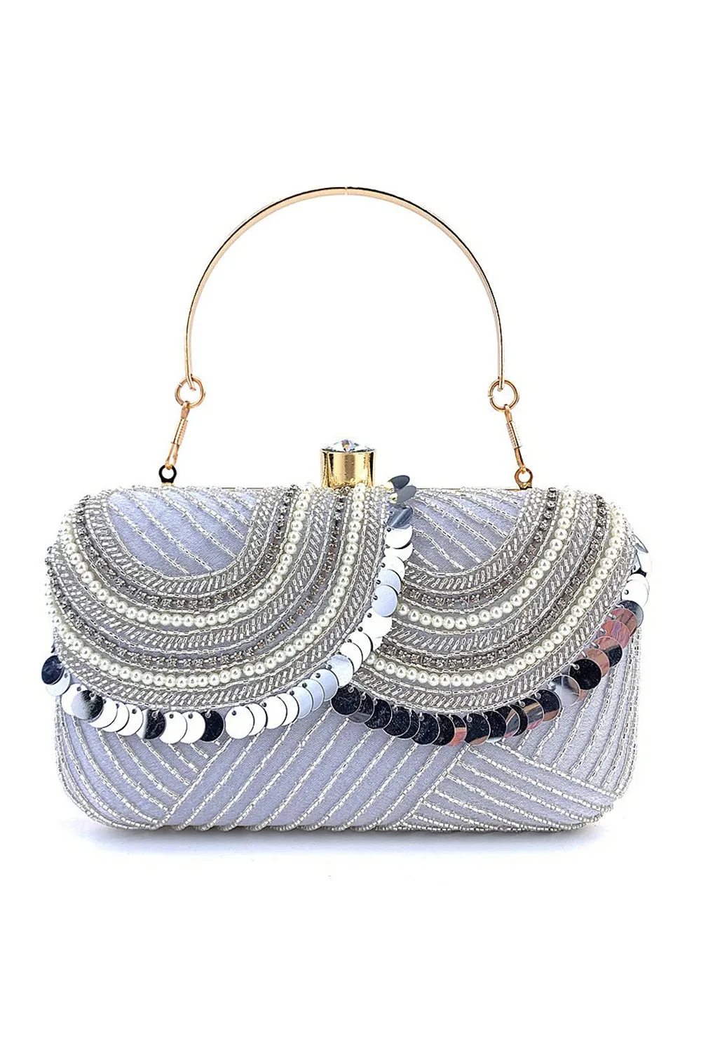 Borsa Mini Party nera con perline e paillettes