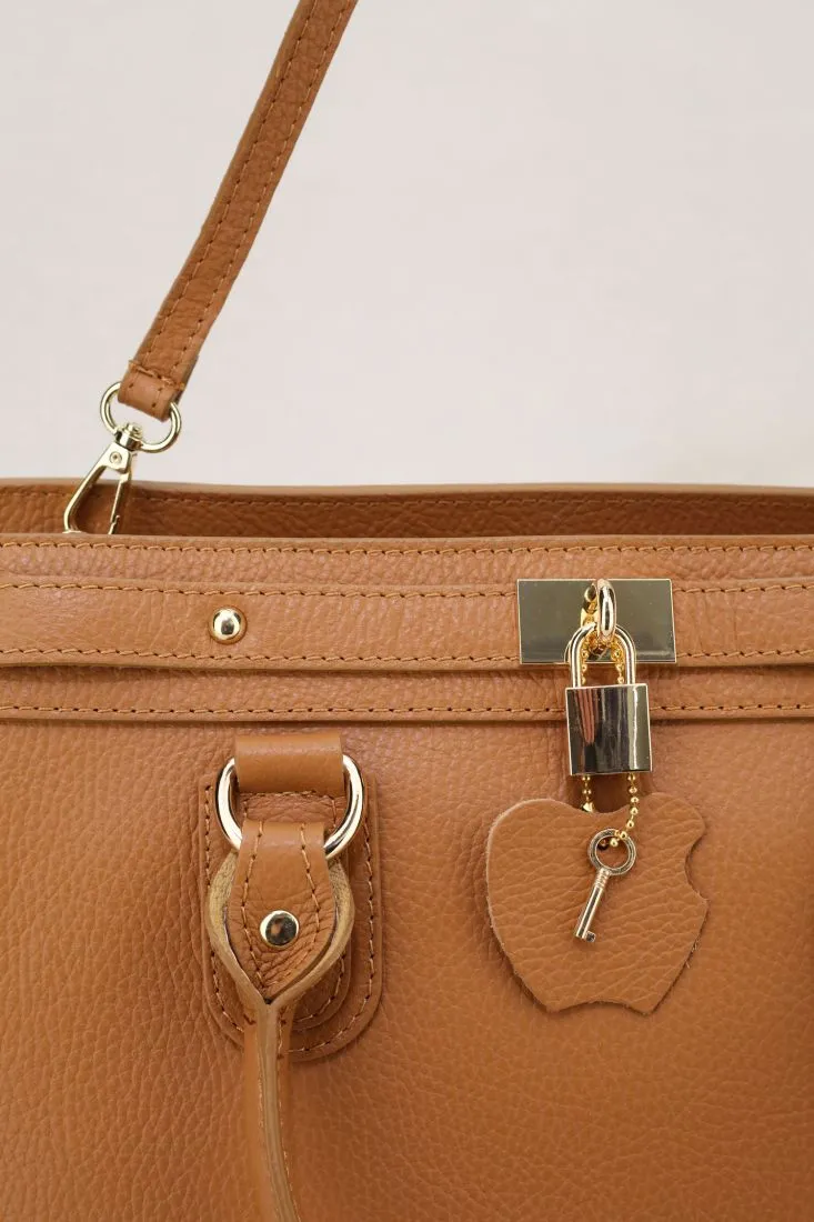 Borsa monocolour con logo e lucchetto