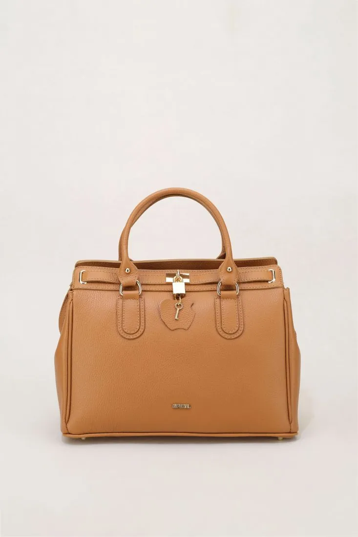 Borsa monocolour con logo e lucchetto