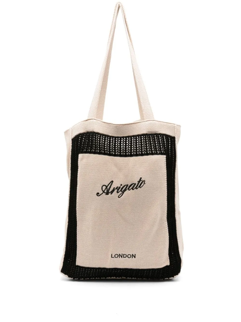 Borsa tote beige in maglia