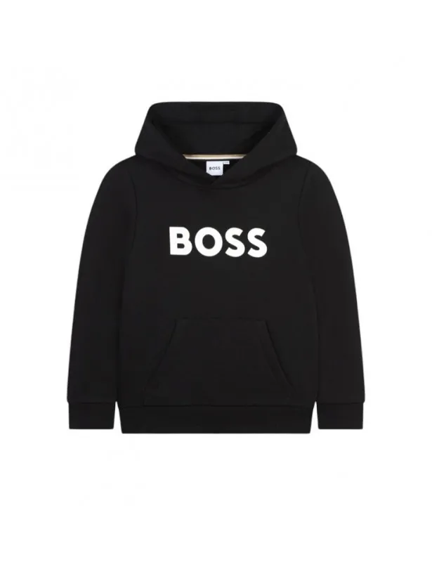 BOSS     Felpa nera con stampa logo Boss gommata