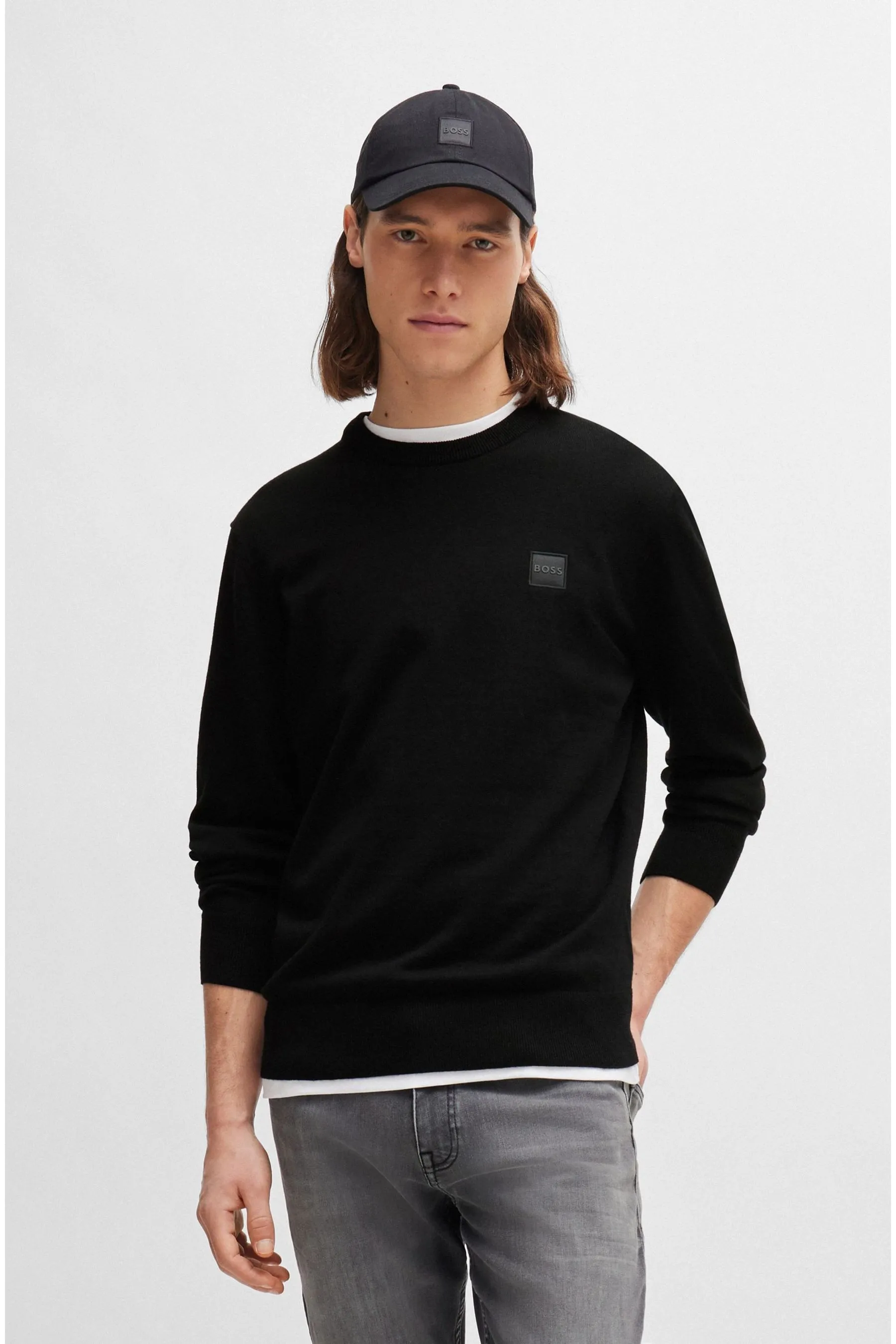 BOSS Kanovano Box Logo Maglione in misto cashmere    
