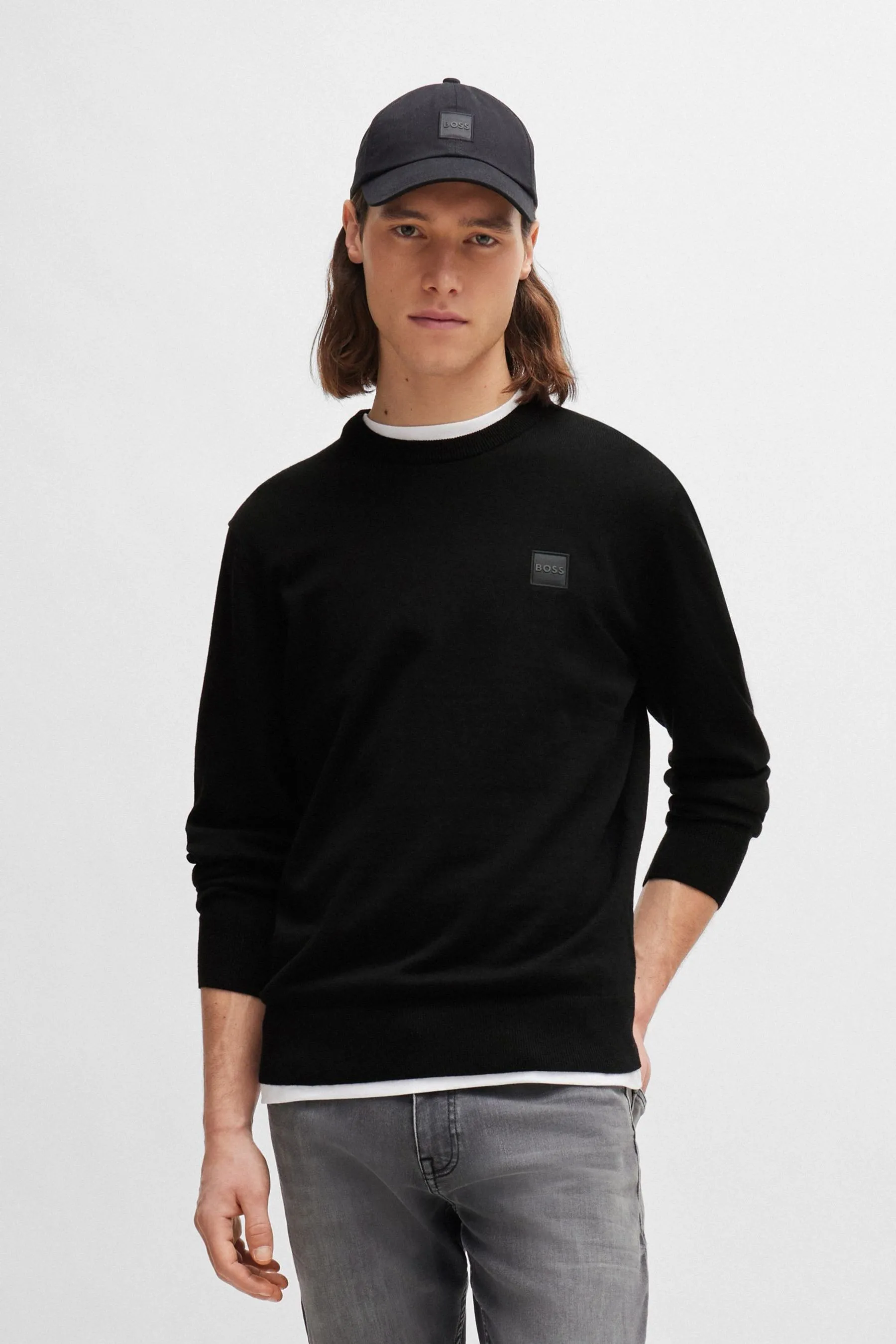 BOSS Kanovano Box Logo Maglione in misto cashmere    