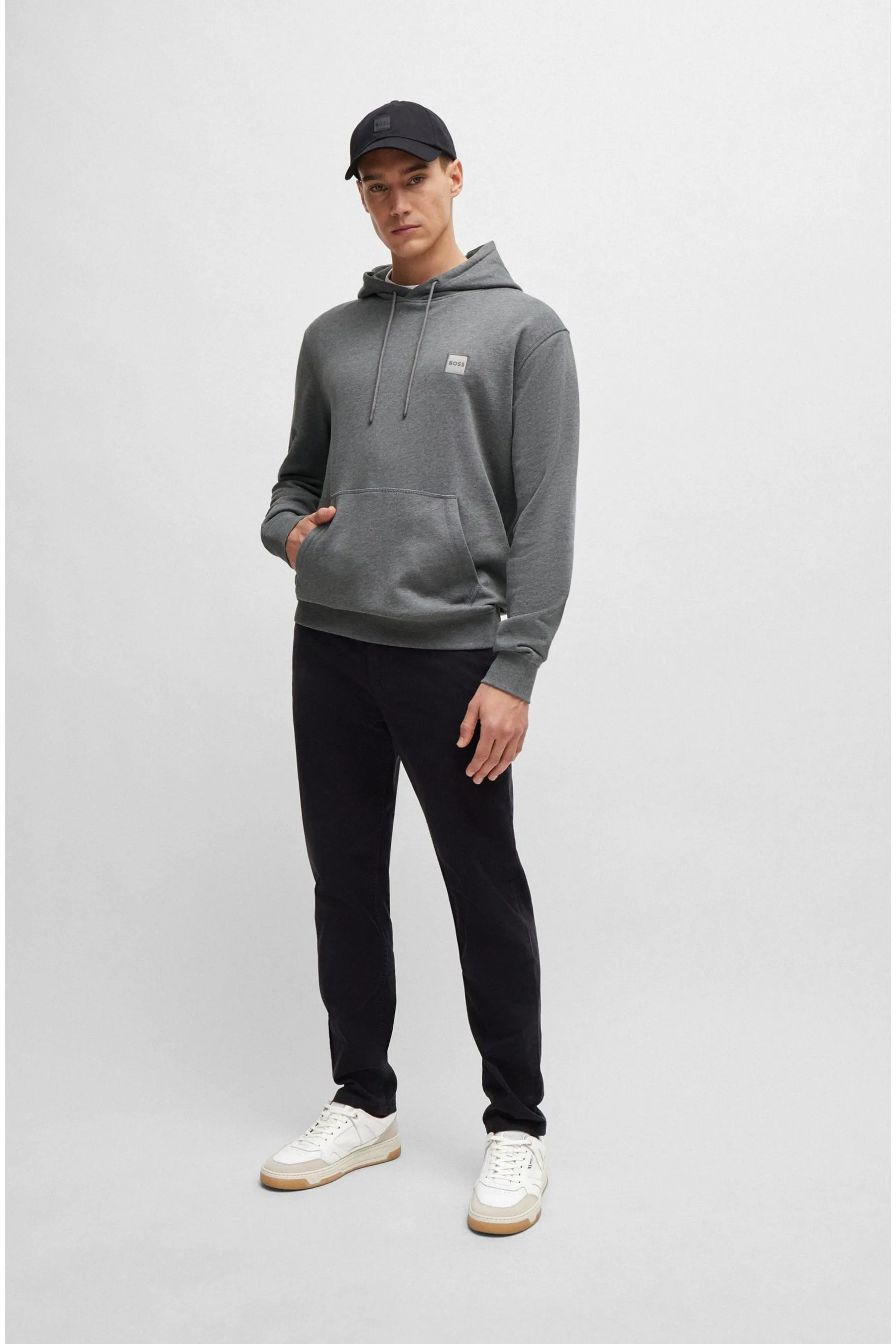 BOSS - Pantaloni chino in cotone elasticizzato Satin stretti in fondo