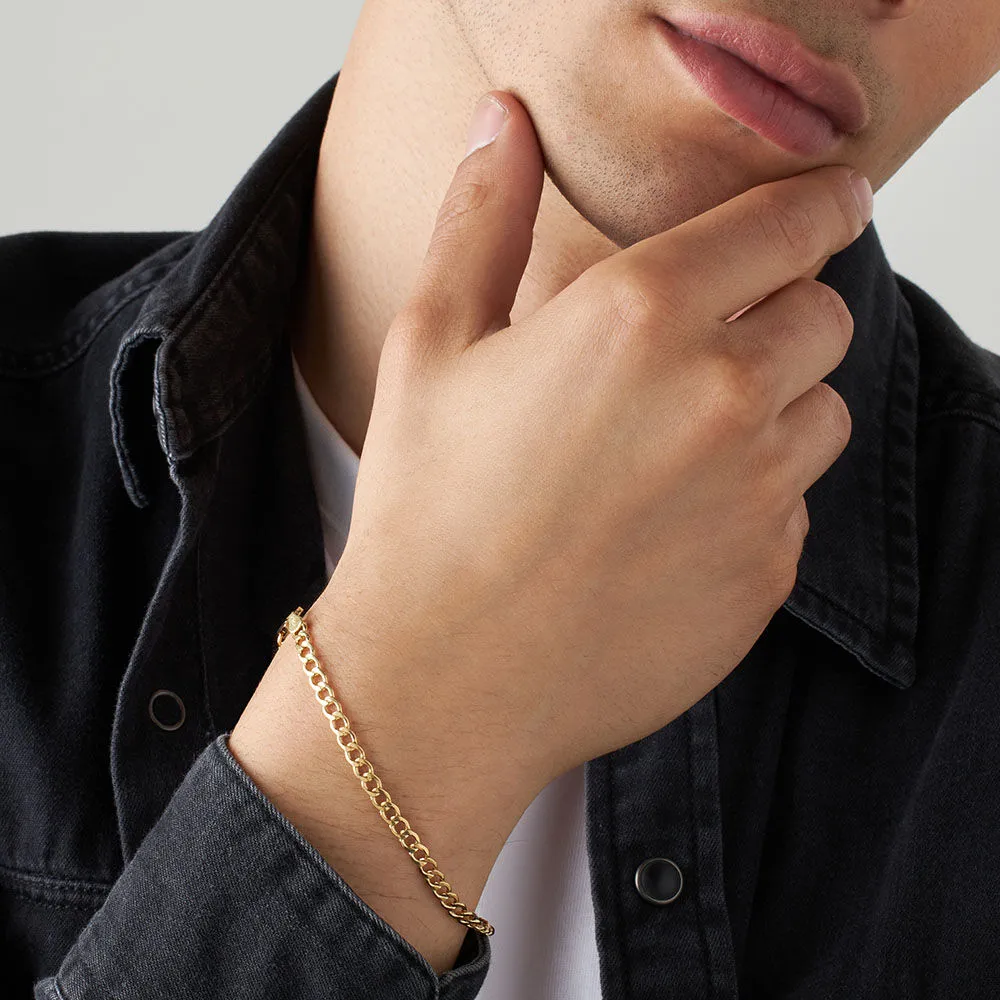 Bracciale Catena L'homme Or Oro Giallo 375/1000 Maglia Groumette 21 cm 1425089