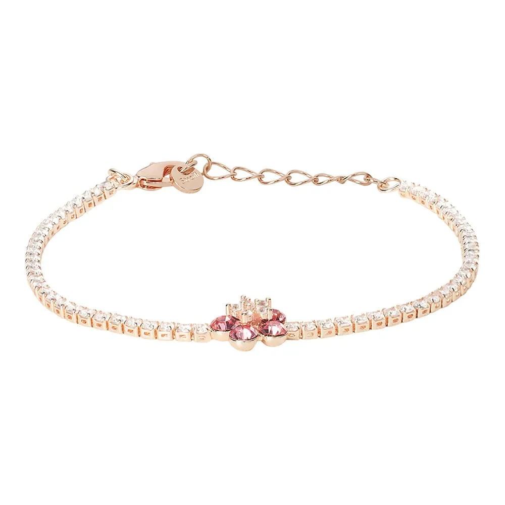 Bracciale Fiore Romantic Shine Ottone Rosa Cristallo Rosa Cristallo Bianco 16+3 cm 1691848