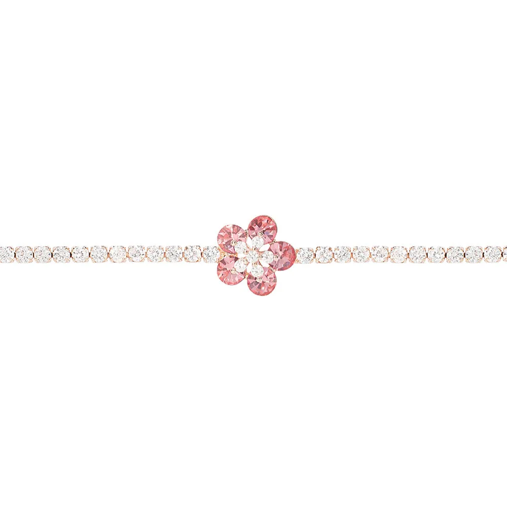 Bracciale Fiore Romantic Shine Ottone Rosa Cristallo Rosa Cristallo Bianco 16+3 cm 1691848